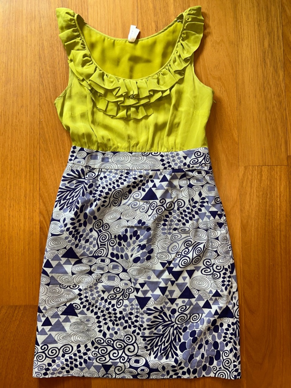 Anthropologie Maeve Seaside Fields Silk Sheath Geometric Dress Size 6